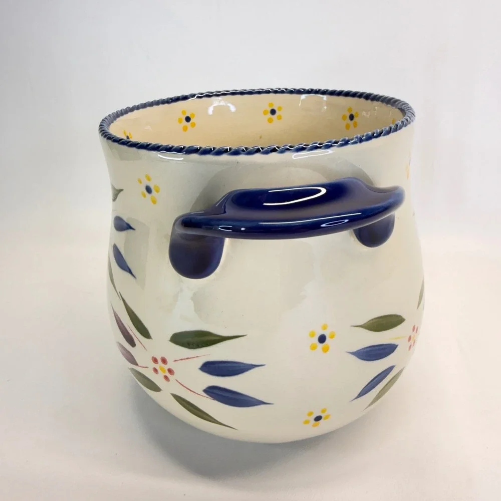 Temp-tations Old World Utensil Crock Floral Ceramic Blue PPP-LD-304525